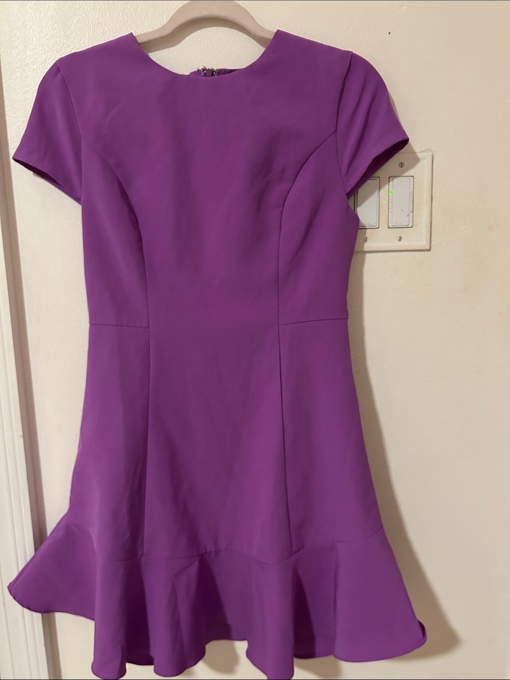 DO+BE Violet Fit-and-Flare Short Sleeve Ruffle Hem Mini Dress